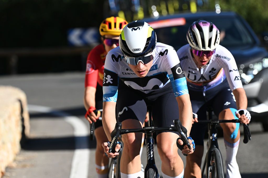 ANDRATX SPAIN JANUARY 27 Marlen Reusser of Switzerland and Movistar Team competes during the 2nd Challenge Femenino Ciclista Mallorca 2025 Trofeo Binissalem Puerto de Andratx a 1075km One day race from Binissalem to Port dAndratx 168m on January 27 2025 in Binissalem Spain Photo by Tim de WaeleGetty Images