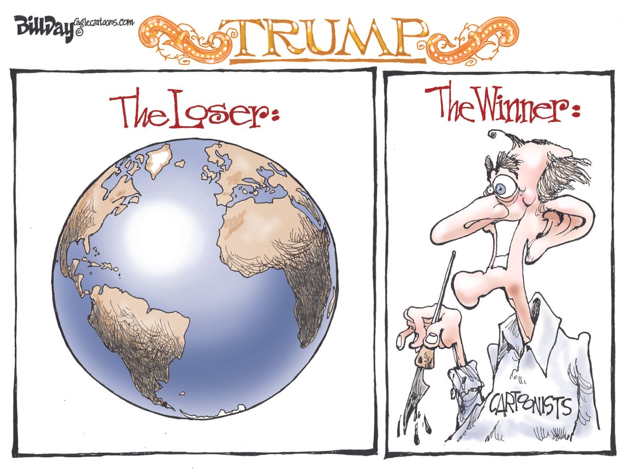 Political Cartoon U.S. Trump and Cartoonists 2016