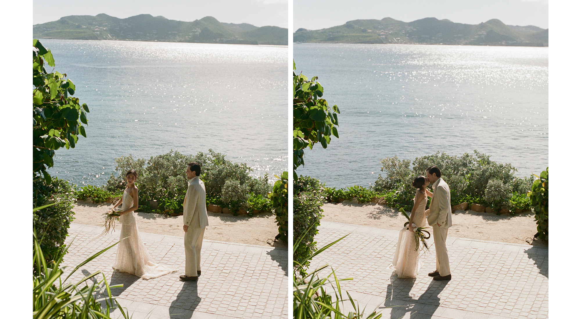 Alexis and Andrew in their wedding outfits.