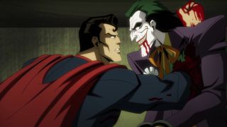Superman punching through Joker's chest in Injustice