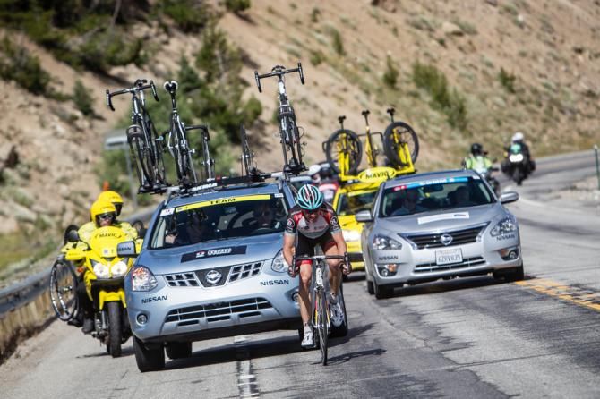 Jens Voigt (Radioshack) decides its time to take off by himself.
