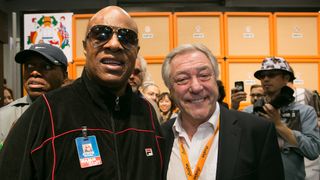 Stevie Wonder and Cliff Cooper at the NAMM show in 2014