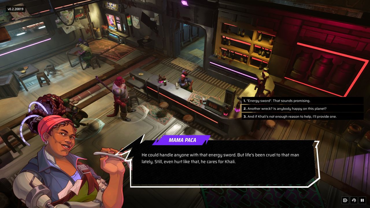 A series of images showing Starfinder: Afterlight, including dialogue, cutscenes, and combat.