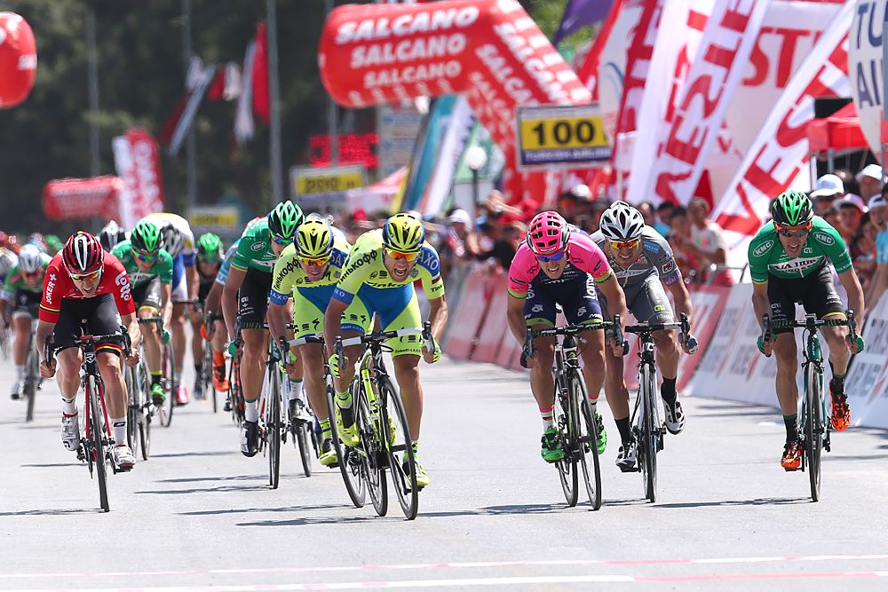 The sprint to the stage 5 finish line at the Tour of Turkey