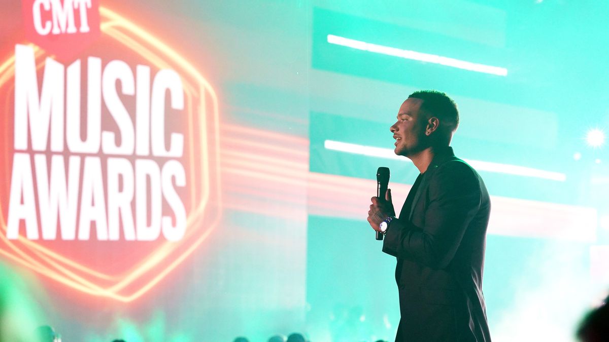 Kane Brown on stage at the CMT Music Awards