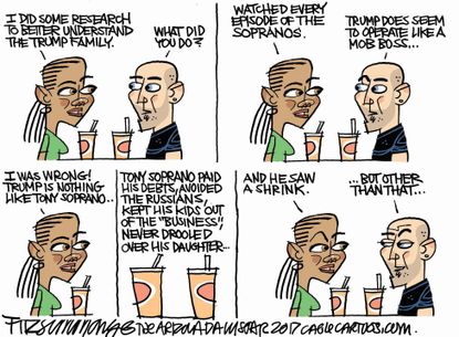 Political cartoon U.S. Trump family mob boss The Sopranos