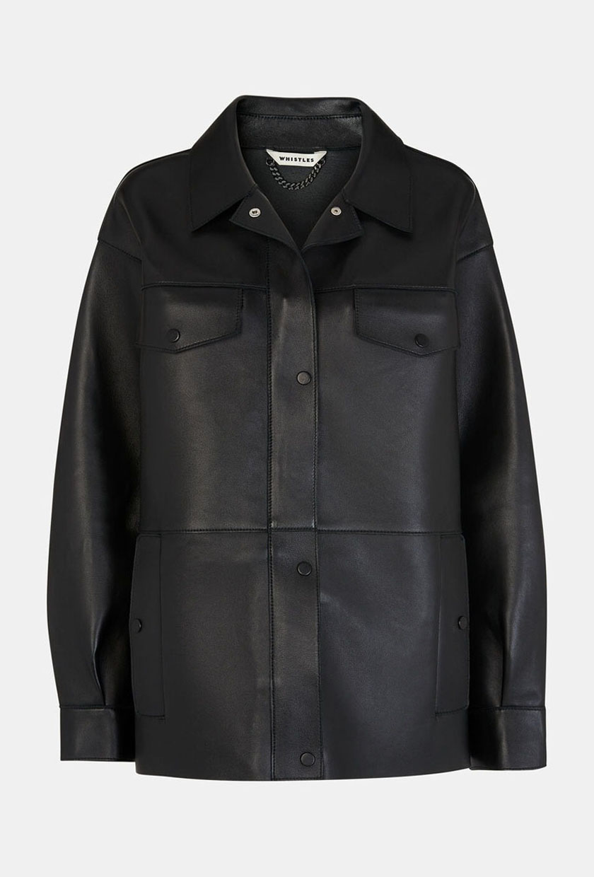 Black Clean Bonded Leather Jacket