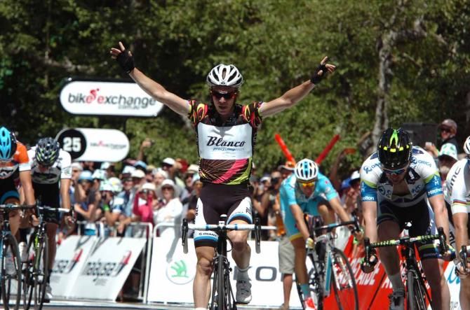 Tom Jelte Slagter (Blanco) celebrates a fine win in Stirling.