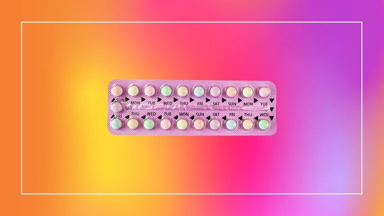 birth control pills on a multicolored background, side effects of birth control