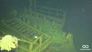 An underwater photo of a shipwreck