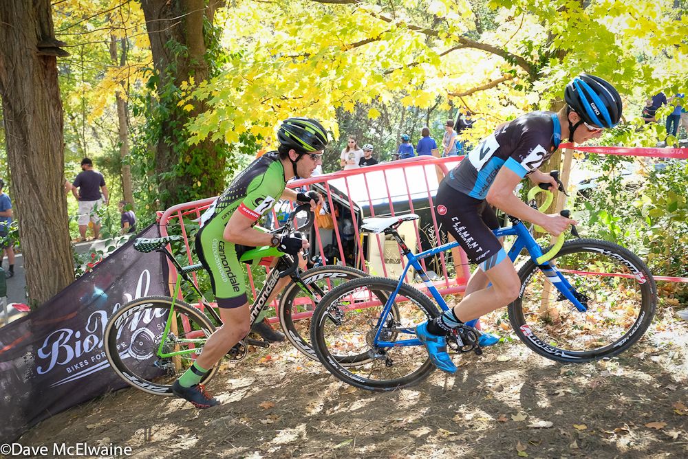 Lance Haidat (Raleigh Clement) riding the steep run-up while Curtis White puts a foot down