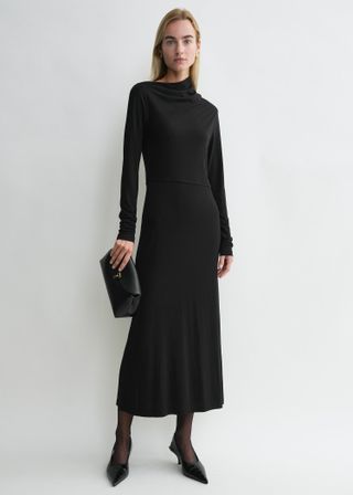 Draped Jersey Dress Black