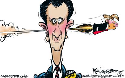 Political cartoon U.S. Trump Assad Syria
