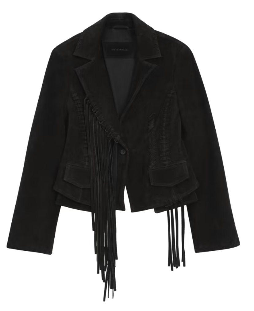 guess, Black Suede Fringe Jacket