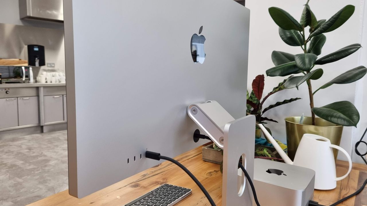 Studio Display on wooden desk
