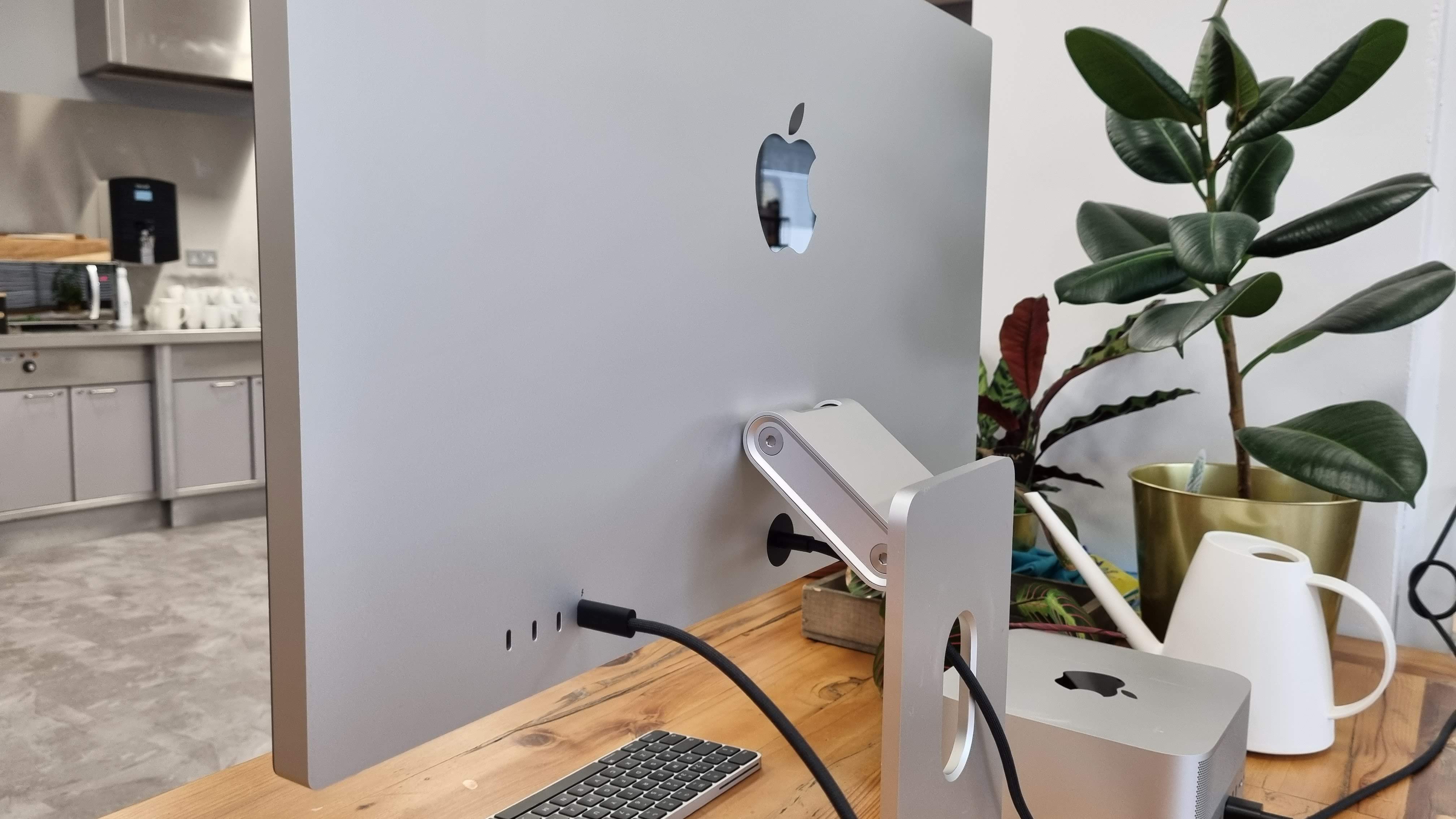 Studio Display on wooden desk