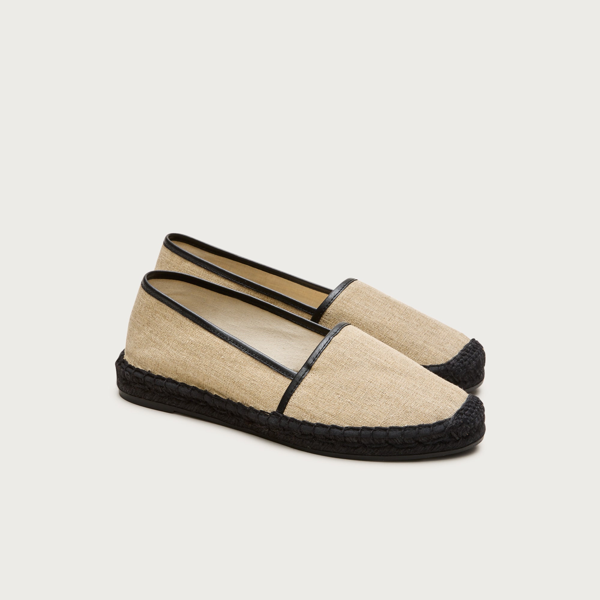 Made-In-Spain Espadrille Flats in Linen Blend