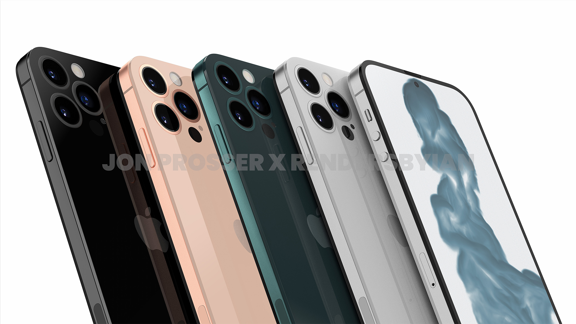 A render of 5 iPhone 14 designs.
