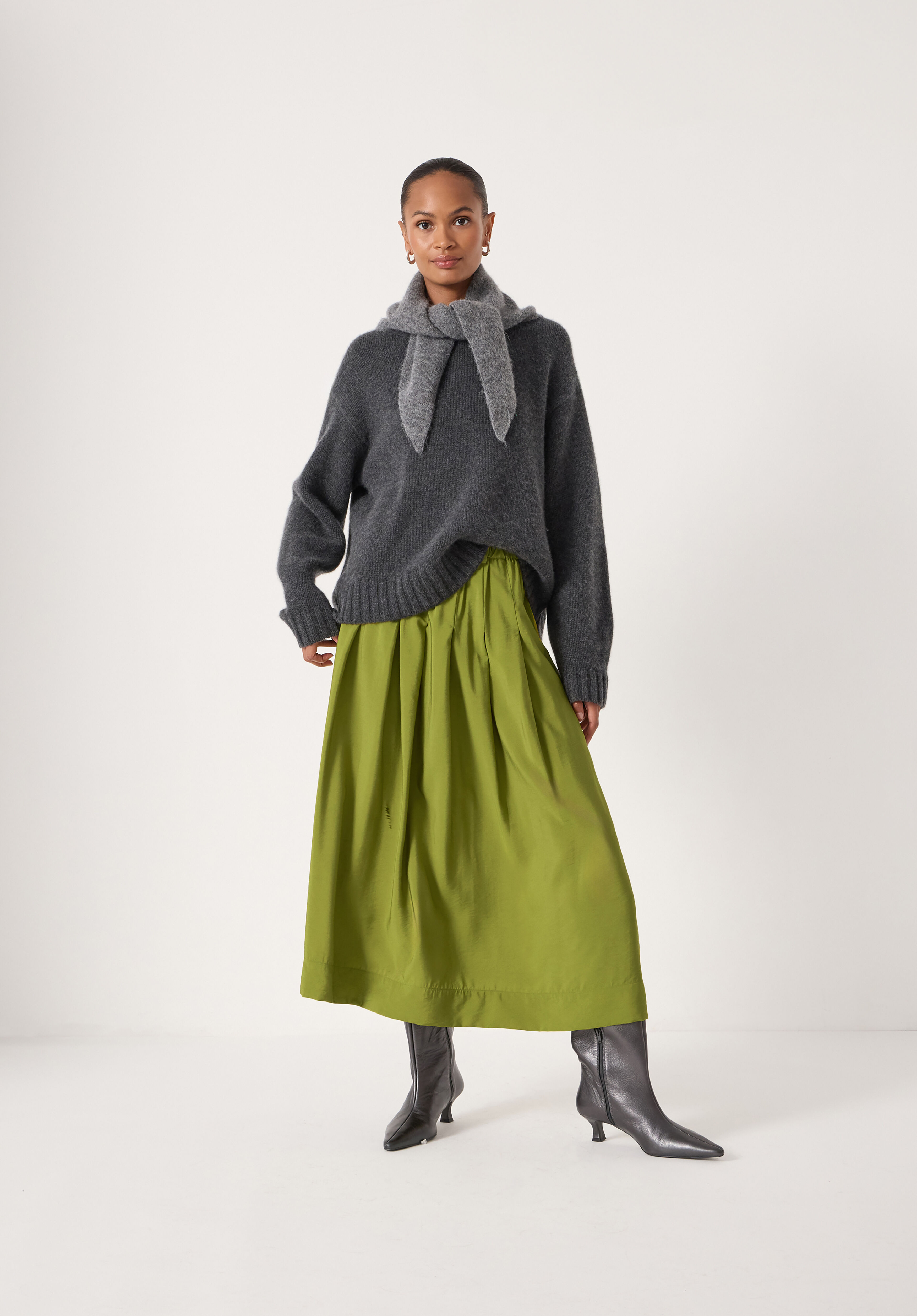 Ivy Pleated Air Flow Midi Skirt