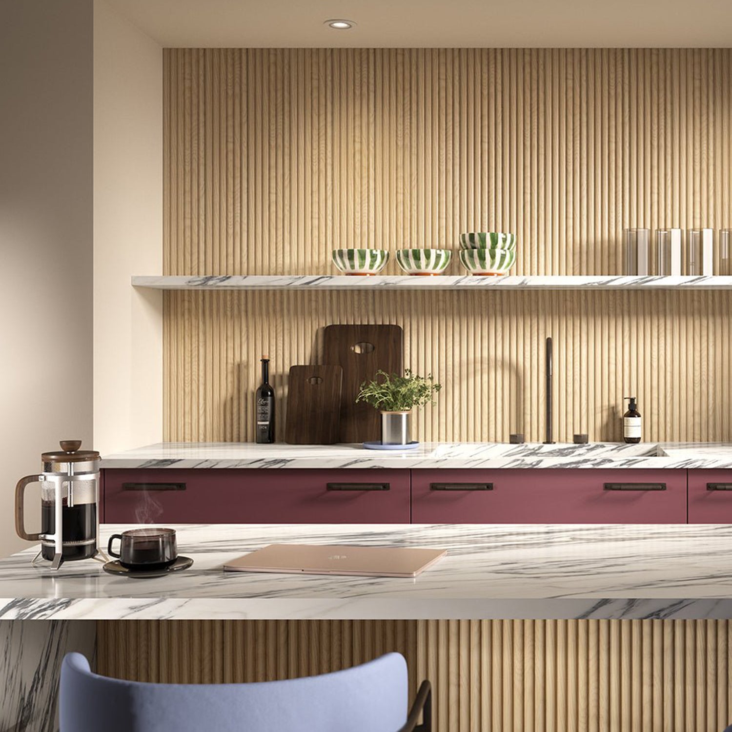 Reeded Waterproof Natural Oak Panel