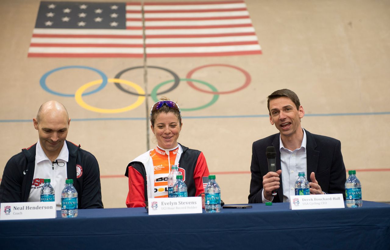 Post race press conference with Evelyn Stevens