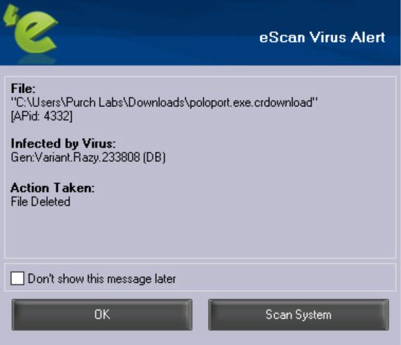 The eScan virus scan finds threats on your computer and sends them to the quarantine folder to help keep your whole system secure.