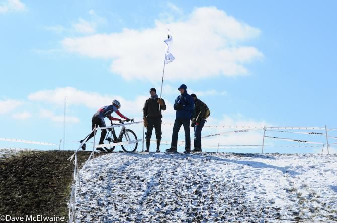 A racer reaches the top of Mt. Everest