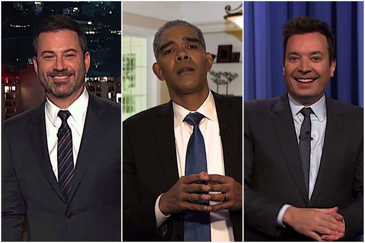 Late night hosts mock Trump for being afraid of a little rain