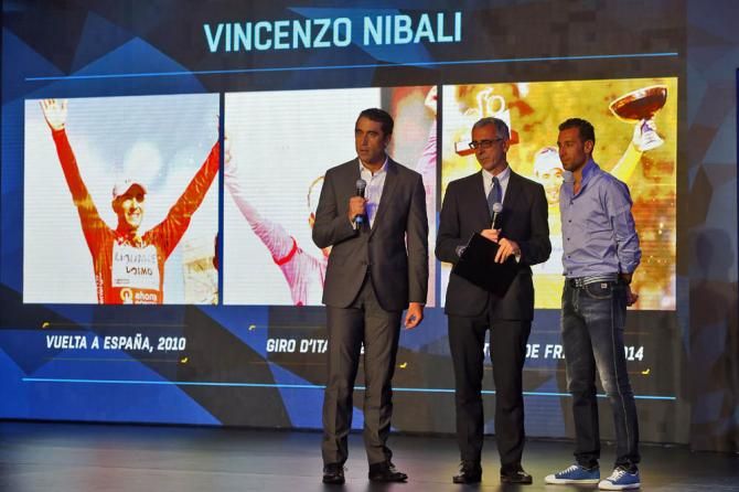 Vincenzo Nibali interviewed on stage