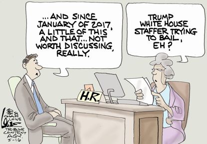 Political cartoon U.S. Trump White House staffer job search