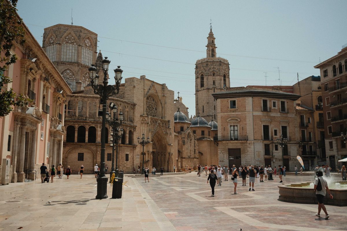 The cathedral square in Valencia Spain