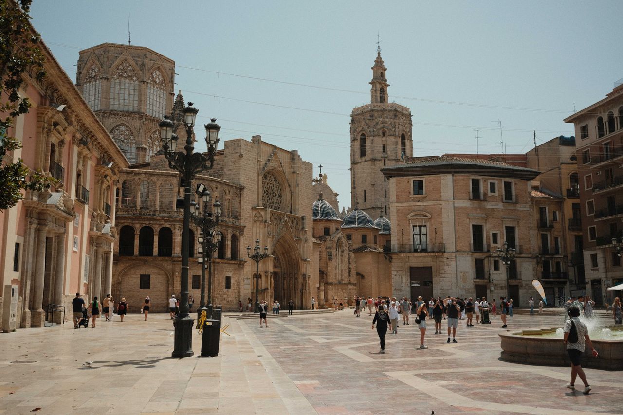 The cathedral square in Valencia Spain