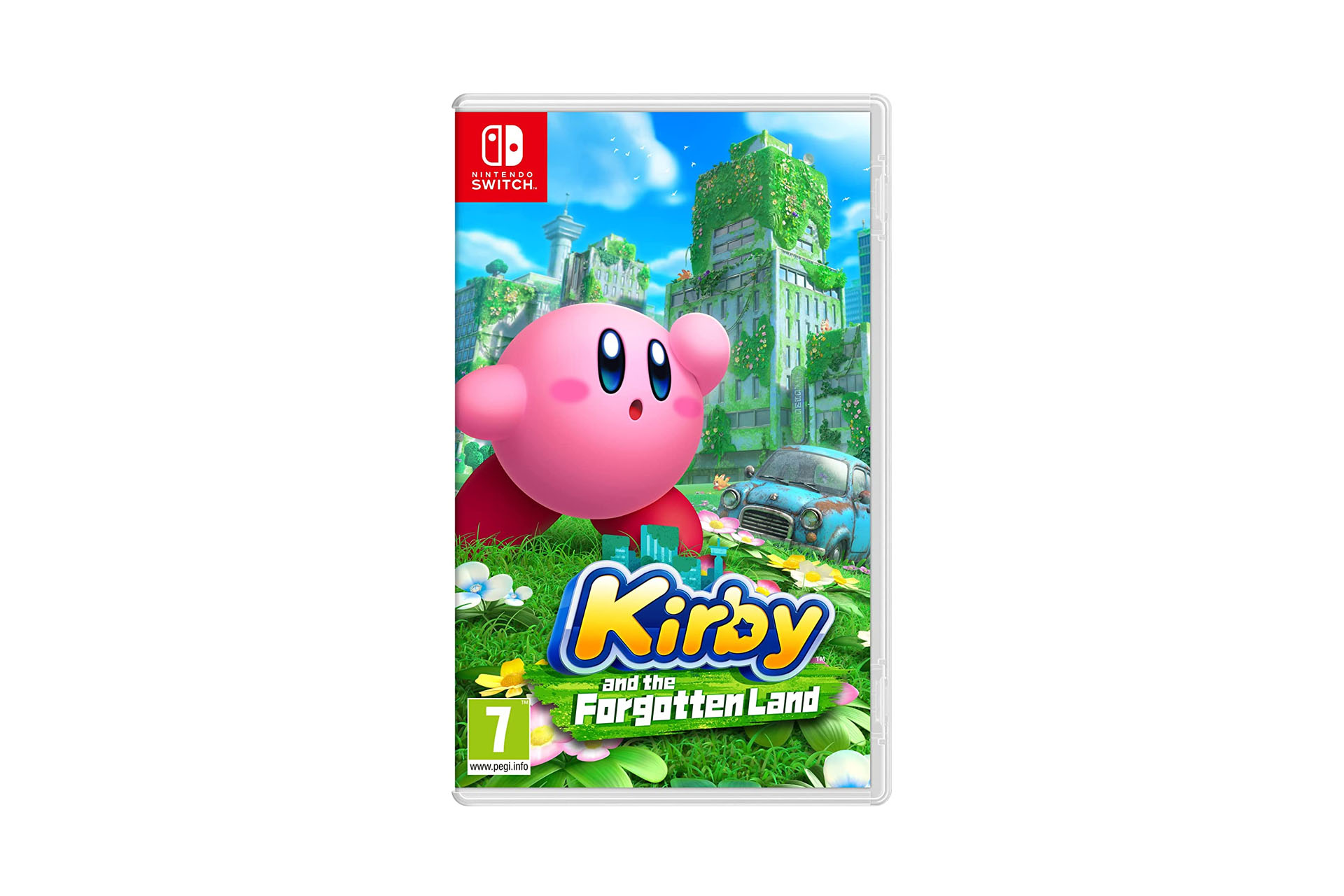 a product shot of Kirby and the Forgotten Land on the Nintendo Switch