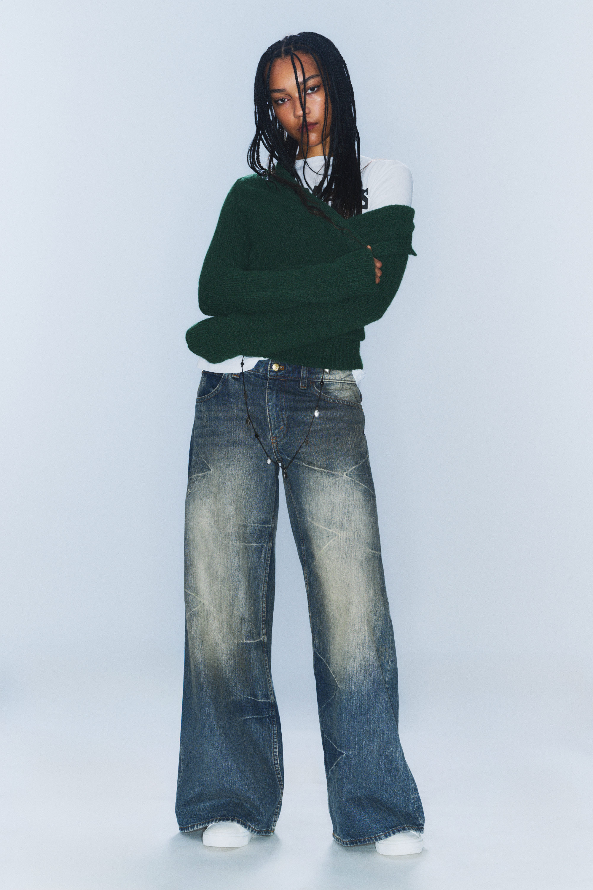 Poser Regular Waist Loose Wide Jeans