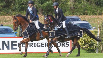 The two winning combinations on their lap of honour