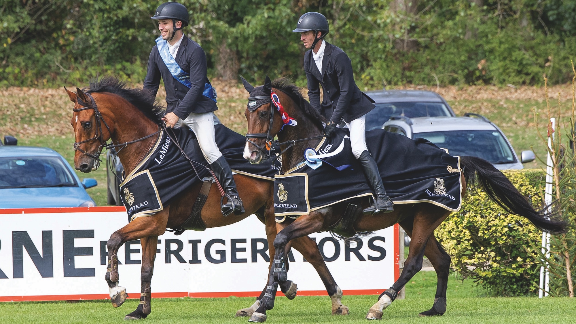 The two winning combinations on their lap of honour