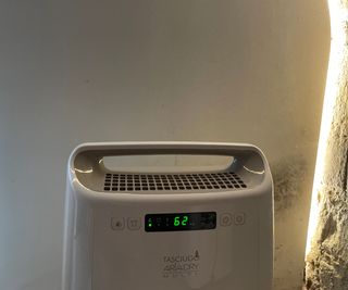 De'Longhi Tasciguo AriaDry 14L dehumidifier in the cellar