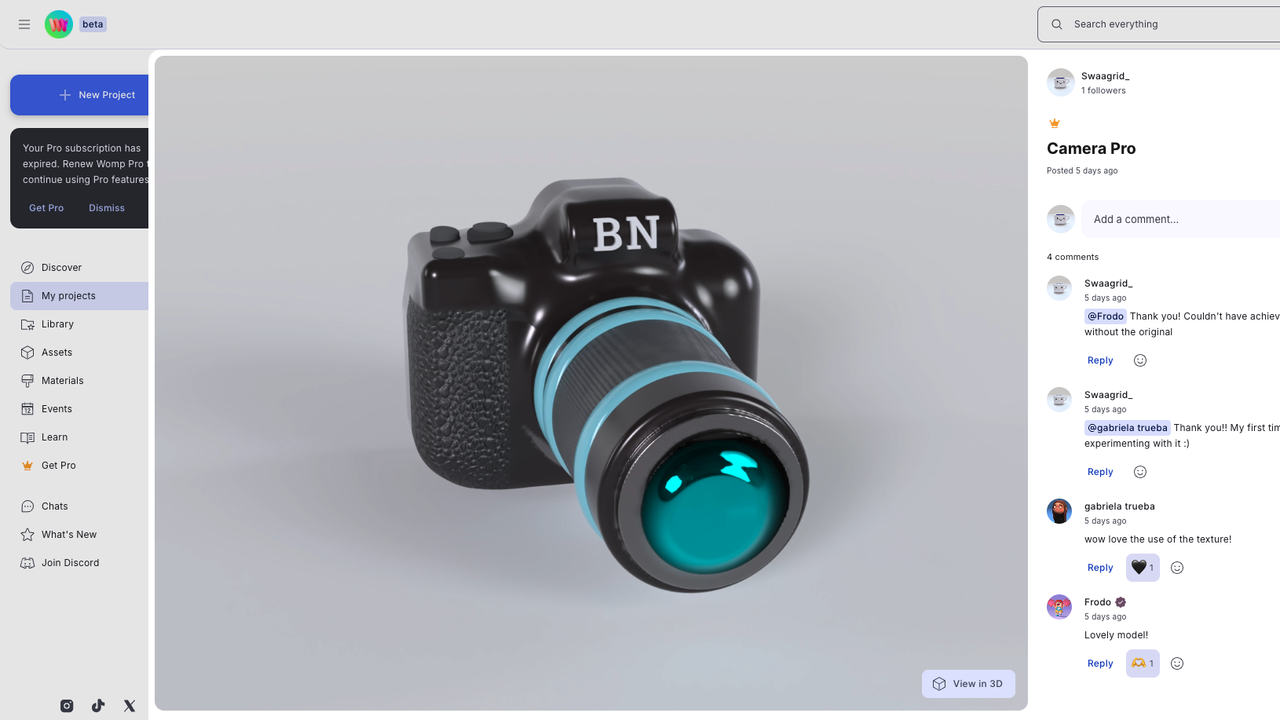 Womp 3D modelling practice