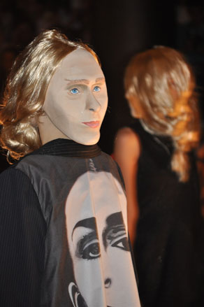 Back-to-front, eye-catching headgear for models a Ronaldo Fraga.