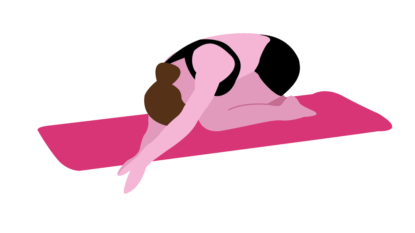 Fitness exercises for horse riders Stretching: child pose with twist