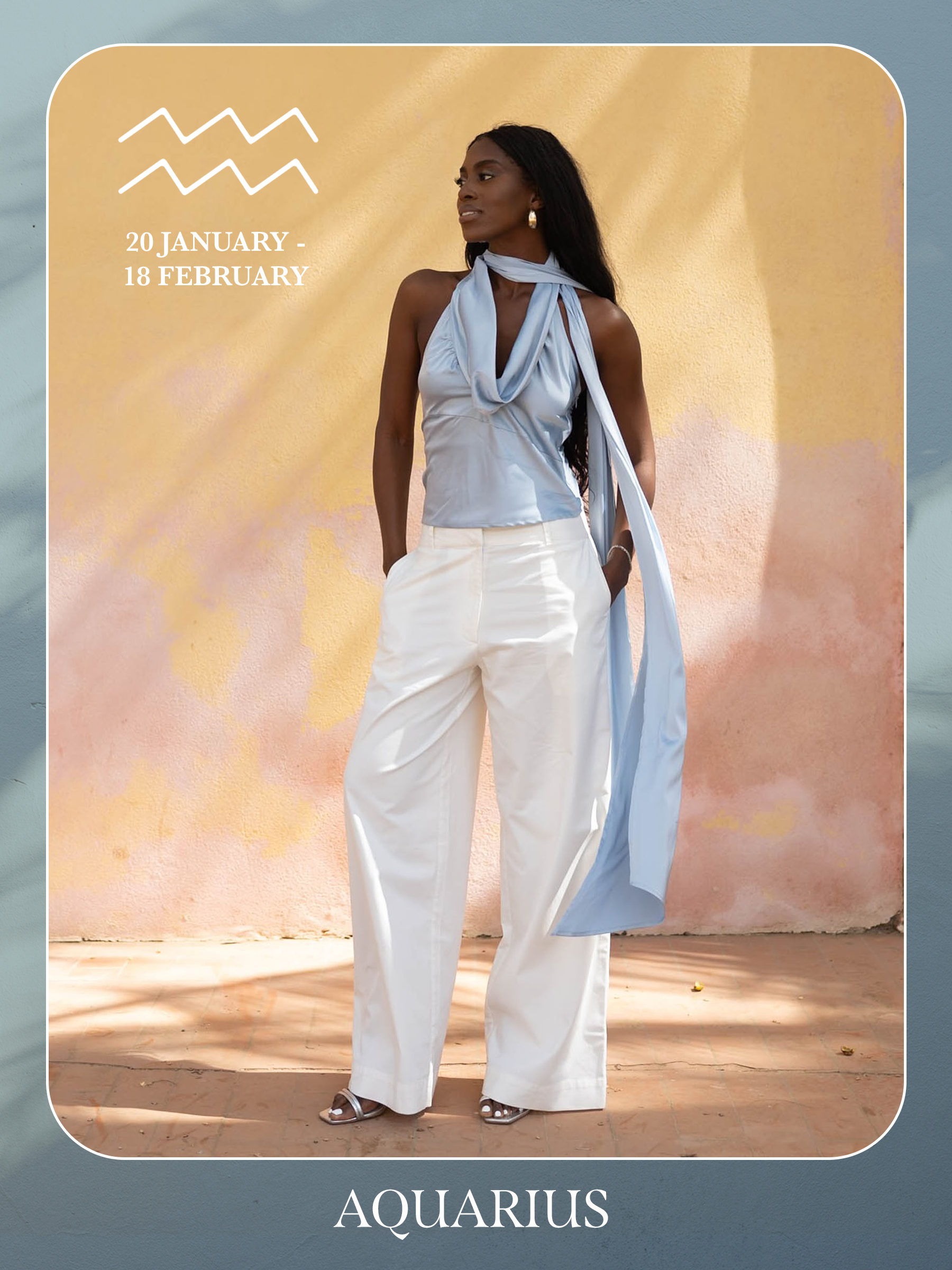 An image of @spiritedpursuit wearing an Aquarius outfit.