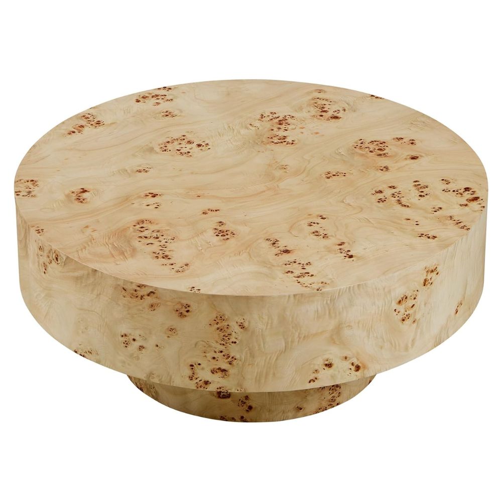 Round Coffee Table with Burl Wood Veneer