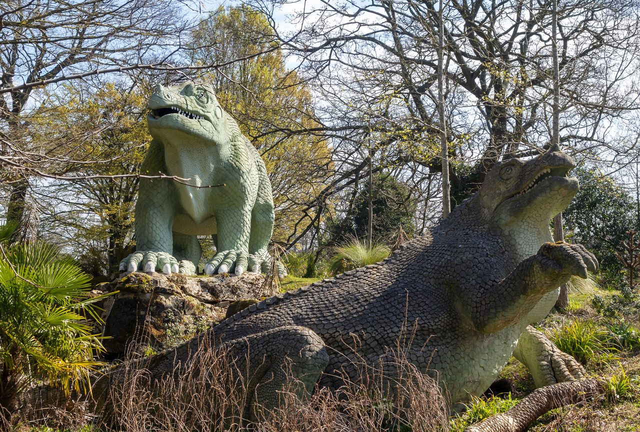 The famous dinosaur sculptures are a beloved feature of the Crystal Palace Park in South East London — and they&#039;ve been here a while. The dinosaurs were constructed in the park in 1854 when the former 1851 Great Exhibition glass ‘palace’ was moved to Sydenham after the original exhibition closed. Sadly, the dinosaurs are now known to be anatomically inaccurate — but they remain a draw, and were created by one of the 19th-century’s best-known natural history sculptors, Benjamin Waterhouse Hawkins (1807-1894).