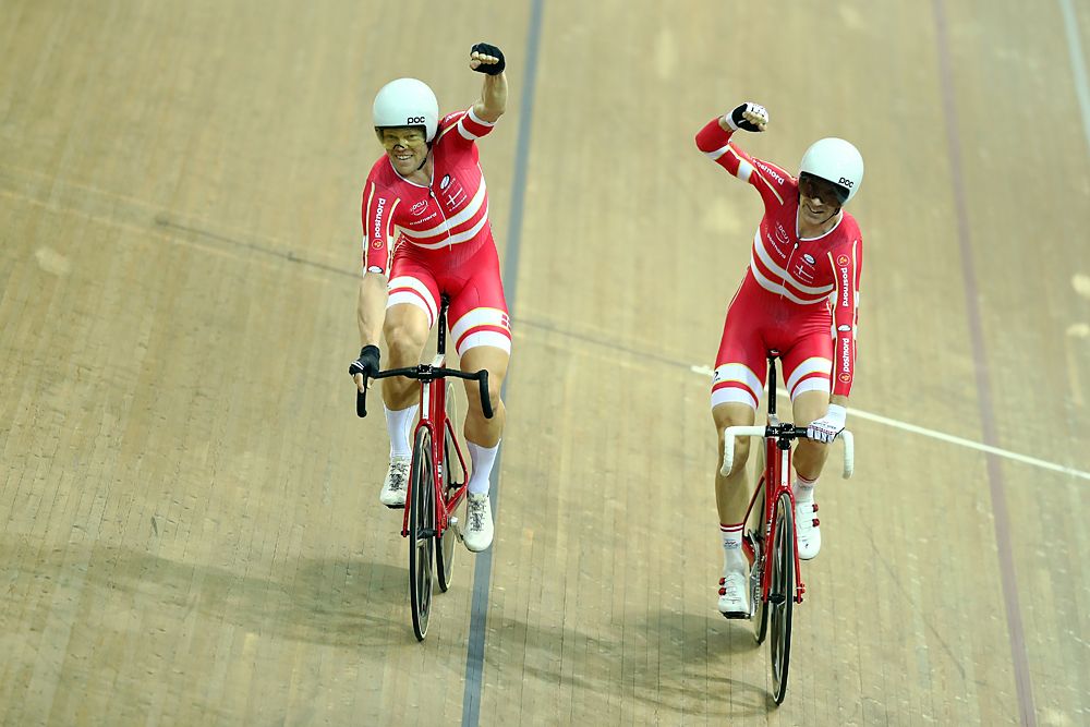 Denmark's Lasse Norman Hansen and Michael Morkov wins the men's Madison at the UCI Track World Cup I in France