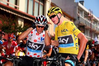 Team Sky's Chris Froome and Richie Porte at the start of stage 12.
