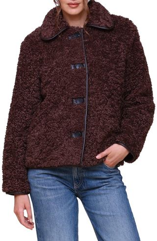 Faux Shearling Teddy Coat With Faux-Ever Leather™ Trim