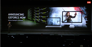 GeForce Now announcement on expo stage