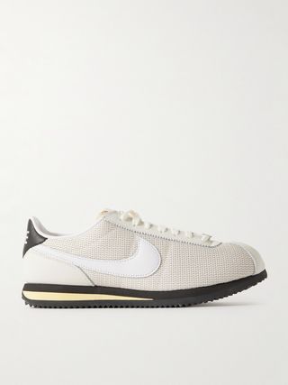 Cortez leather and ribbed knit sneakers