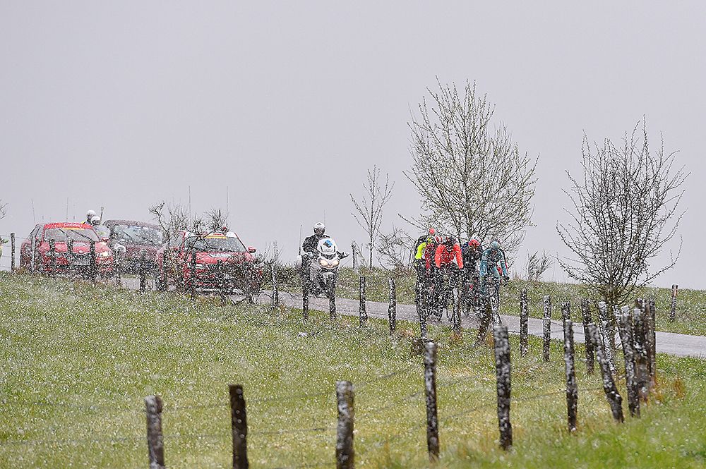 It was snowing at Liege-Bastogne-Liege