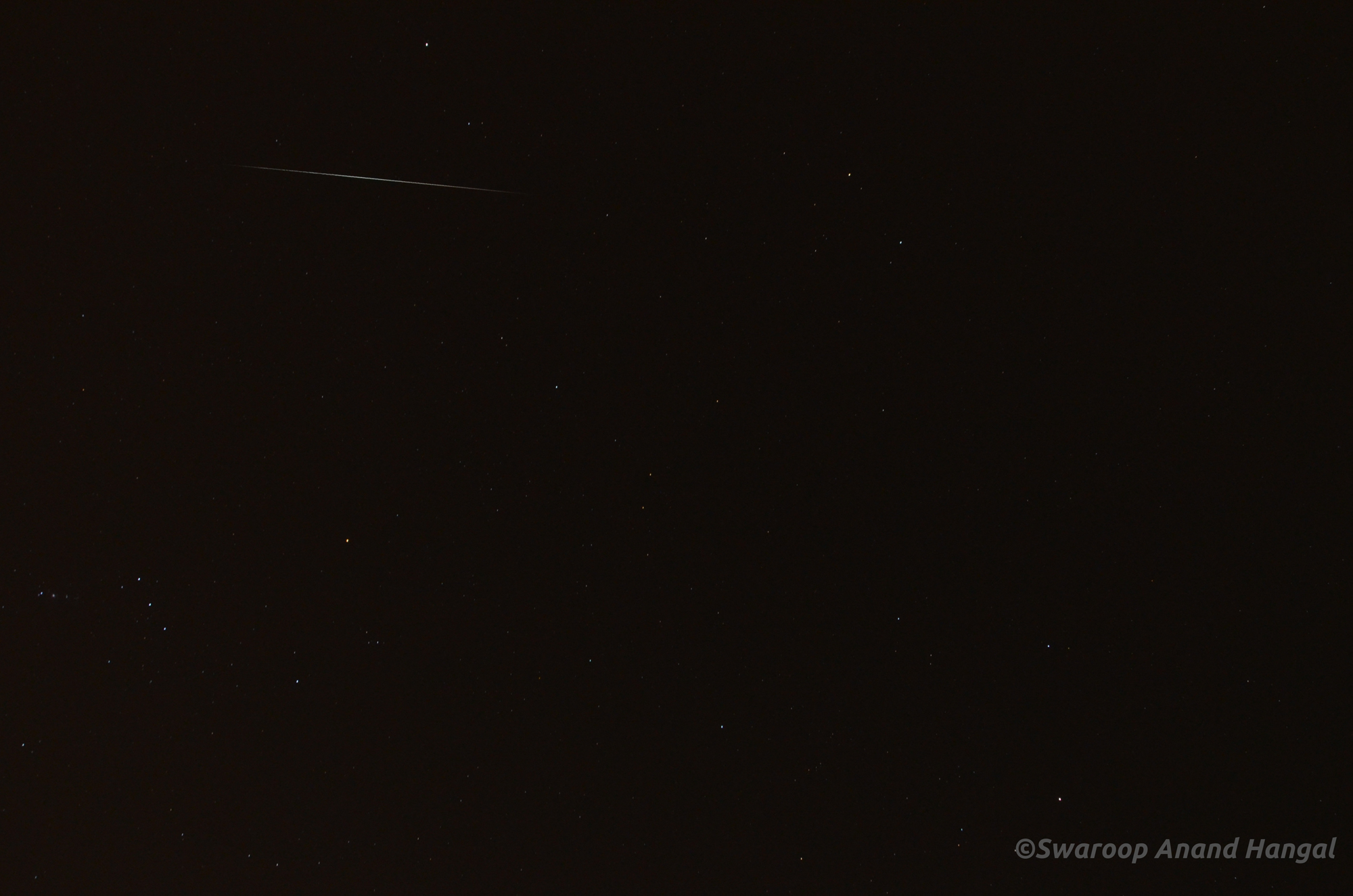 This image of a streaking Geminid was captured by Swaroop Hangal of Mumbai, India on Dec. 13, 2012.